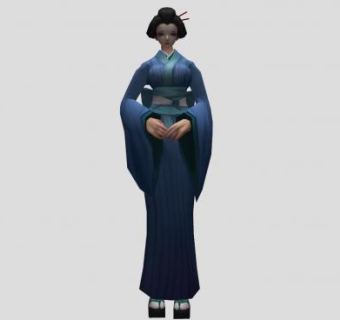 日本和服女子SU模型下载_sketchup草图大师SKP模型