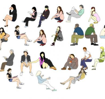 2D坐姿人物SU模型下载_sketchup草图大师SKP模型