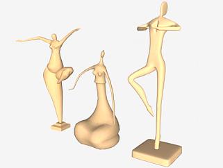 抽象<em>人物</em>舞蹈雕像SU模型下载_sketchup草图大师SKP模型