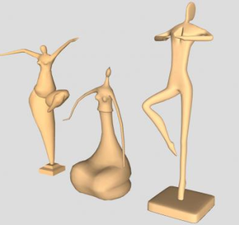 抽象人物舞蹈雕像SU模型下载_sketchup草图大师SKP模型