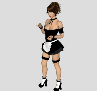 3D女仆装美女SU模型下载_sketchup草图大师SKP模型