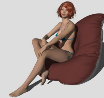 沙发上的比基尼美女SU模型下载_sketchup草图大师SKP模型