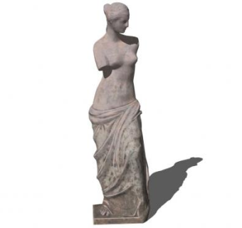 欧洲人物断臂石雕雕塑SU模型下载_sketchup草图大师SKP模型