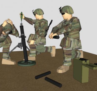 美国大兵炮击队SU模型下载_sketchup草图大师SKP模型