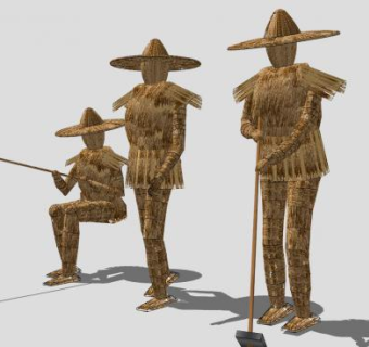 特色稻草人景观SU模型下载_sketchup草图大师SKP模型