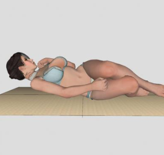沙滩美女睡姿SU模型下载_sketchup草图大师SKP模型