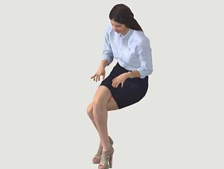 3D坐姿女人键盘手SU模型下载_sketchup草图大师SKP模型