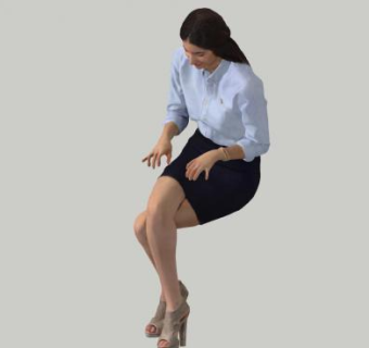 3D坐姿女人键盘手SU模型下载_sketchup草图大师SKP模型
