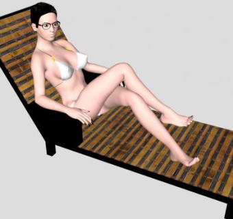 沙滩美女躺椅SU模型下载_sketchup草图大师SKP模型