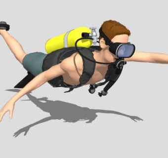 3D男性潜水员SU模型下载_sketchup草图大师SKP模型