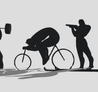 运动单车举重和射击雕塑SU模型下载_sketchup草图大师SKP模型