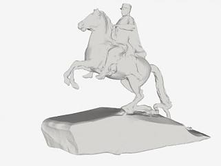欧洲骑马人物雕像雕塑SU模型下载_sketchup草图大师SKP模型