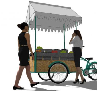 高跟鞋OL美女和户外移动餐车SU模型下载_sketchup草图大师SKP模型
