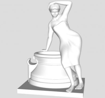 洗澡的女人雕塑SU模型下载_sketchup草图大师SKP模型
