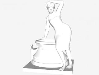 <em>洗澡</em>的女人雕塑SU模型下载_sketchup草图大师SKP模型