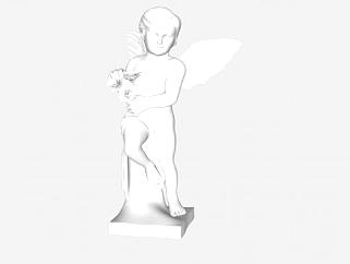 <em>拿</em>着鲜花的天使小男孩雕塑SU模型下载_sketchup草图...