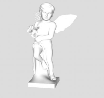 拿着鲜花的天使小男孩雕塑SU模型下载_sketchup草图大师SKP模型