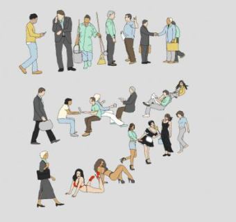 2D人物配景SU模型下载_sketchup草图大师SKP模型