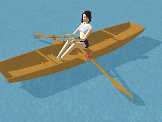 划船的女人SU模型下载_sketchup草图大师SKP模型