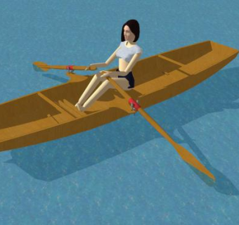 划船的女人SU模型下载_sketchup草图大师SKP模型