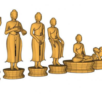 泰国佛像雕塑SU模型下载_sketchup草图大师SKP模型