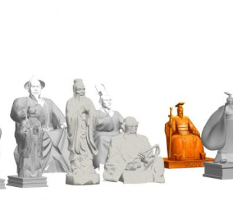 古代名人雕塑雕像SU模型下载_sketchup草图大师SKP模型
