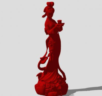 漂亮的古代仙女雕塑SU模型下载_sketchup草图大师SKP模型