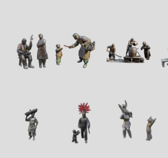 旧中国年代的人物SU模型下载_sketchup草图大师SKP模型