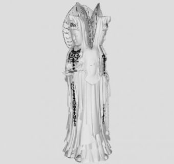 三面立体观音像雕塑SU模型下载_sketchup草图大师SKP模型