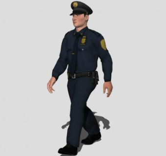 3D警卫叔叔人物行走SU模型下载_sketchup草图大师SKP模型