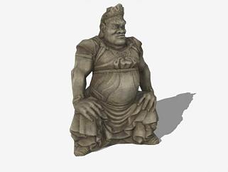 古代大力士人物雕塑SU模型下载_sketchup草图大师SKP模型