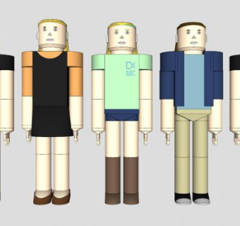 几个积木玩具人偶SU模型下载_sketchup草图大师SKP模型