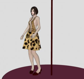 台上的漂亮女人SU模型下载_sketchup草图大师SKP模型