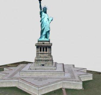 自由女神铜像国家纪念碑SU模型下载_sketchup草图大师SKP模型