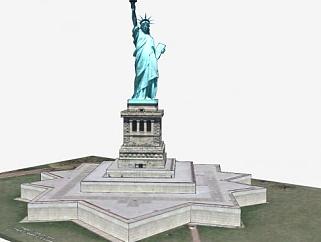 自由女神铜像国家纪念碑SU模型下载_sketchup草图大师SKP模型