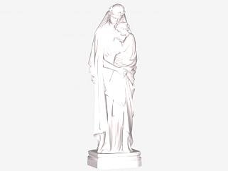 圣母石雕雕塑SU模型下载_sketchup草图大师SKP模型