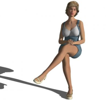 3D坐着的长腿美女SU模型下载_sketchup草图大师SKP模型