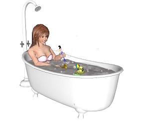 浴缸里洗澡的<em>美女</em>SU模型下载_sketchup草图大师SKP模型