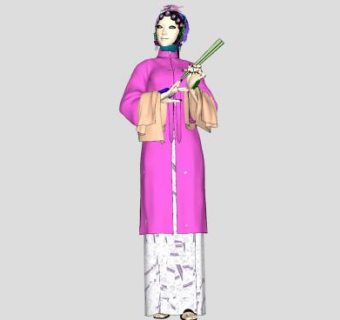 京剧青衣旦角SU模型下载_sketchup草图大师SKP模型