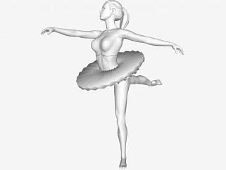 <em>芭蕾</em>舞女雕塑SU模型下载_sketchup草图大师SKP模型