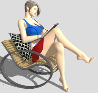座椅上写生的二郎腿美女SU模型下载_sketchup草图大师SKP模型