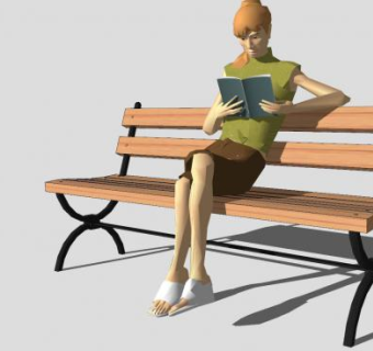 看书的女生SU模型下载_sketchup草图大师SKP模型