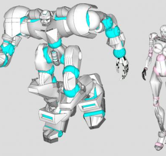 男女机器人SU模型下载_sketchup草图大师SKP模型