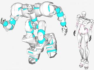 男女机器人SU模型下载_sketchup草图大师SKP模型