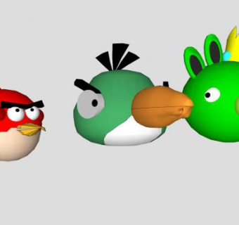 3D立体愤怒的小鸟SU模型下载_sketchup草图大师SKP模型