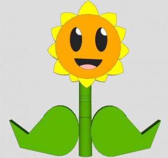 植物大战僵尸向日葵植物SU模型下载_sketchup草图大师SKP模型