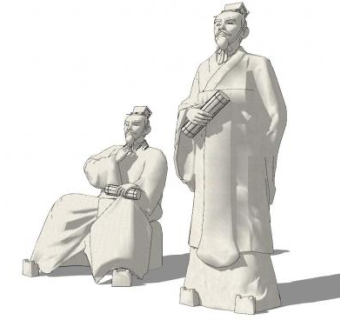 古人雕塑雕像SU模型下载_sketchup草图大师SKP模型