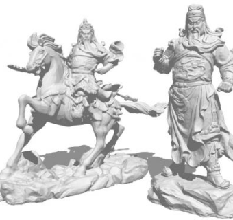 关羽人物雕像SU模型下载_sketchup草图大师SKP模型