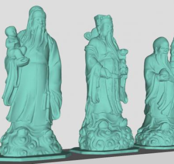 福禄寿神话人物雕像SU模型下载_sketchup草图大师SKP模型