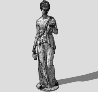 手拿水壶和碗的女人石像SU模型下载_sketchup草图大师SKP模型